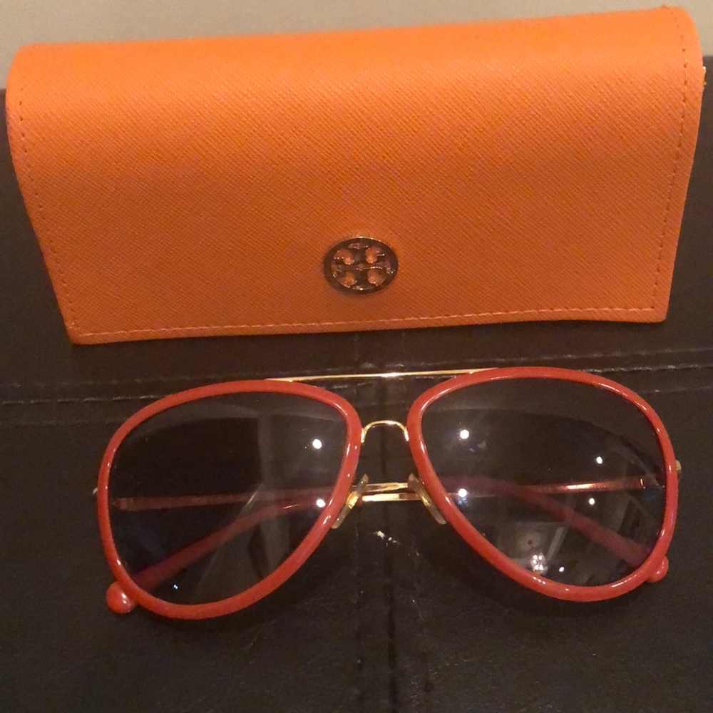 Tory Burch Orange Aviator Sunglasses